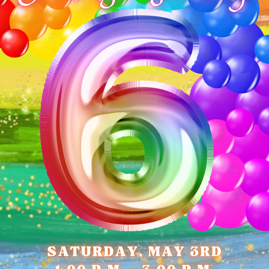 6th Birthday Rainbow Balloon Invitation, Rainbow Birthday Video Invitation