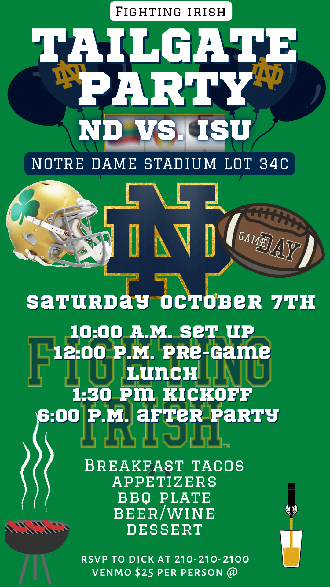 Notre Dame Tailgating Video Invitation, ND Tailgate Party Invitation, Football Tailgating Invites, College Tailgating Invitation