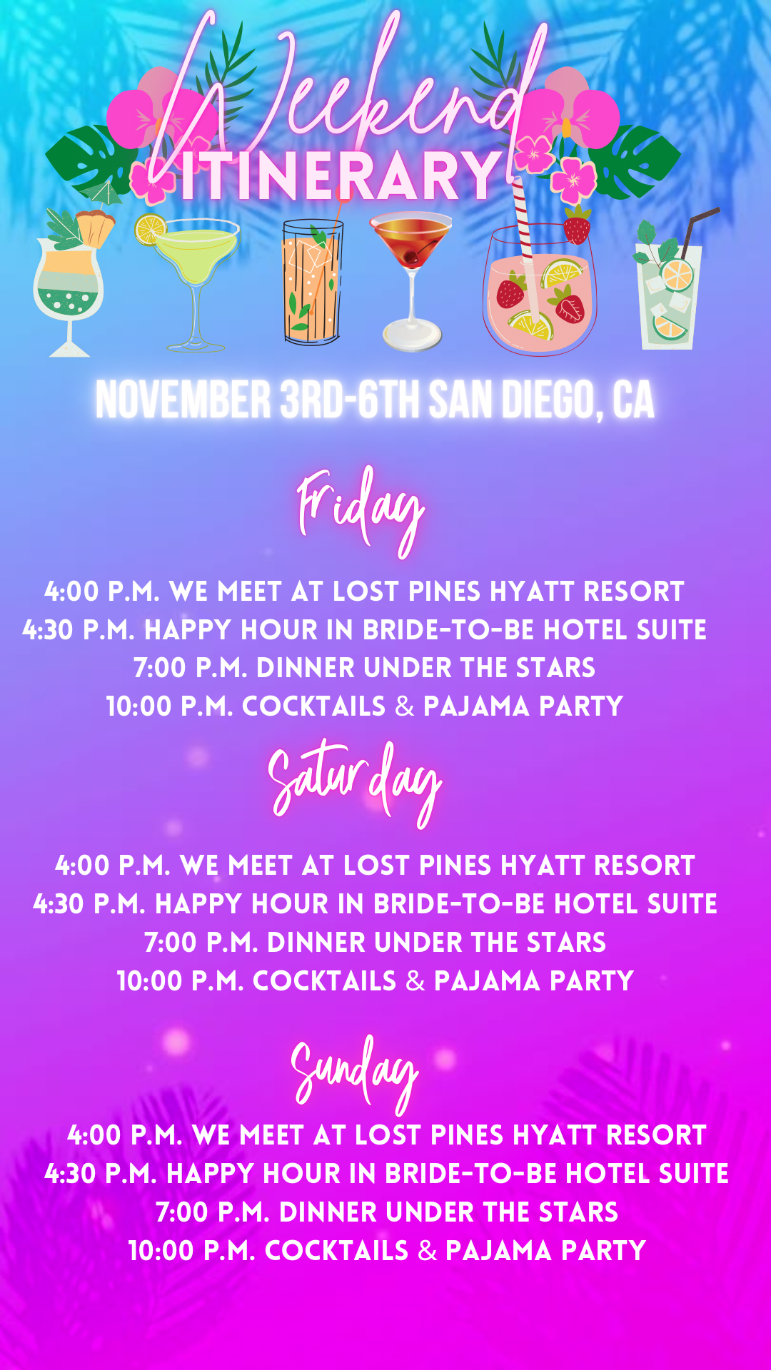 Tropical Itinerary Template