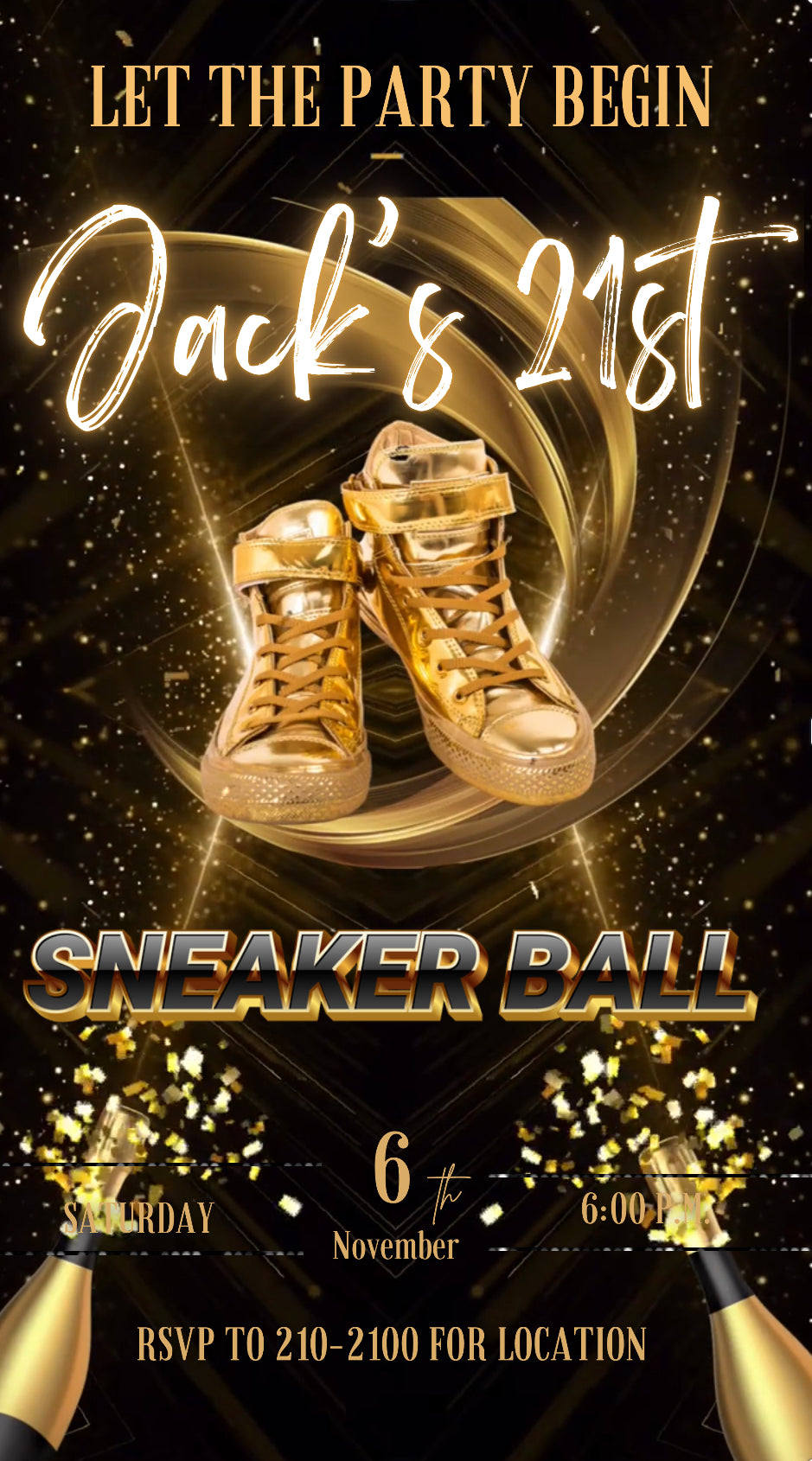 Gold Sneaker Ball Invitation, Sneaker Ball Invitation