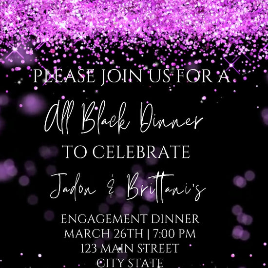 Purple Glitter Video Invitation, Purple Invitation