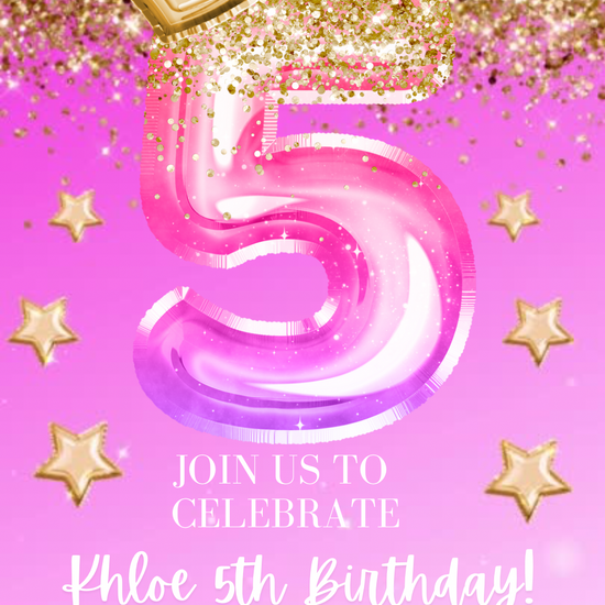 5th Birthday Pink Princess Video Invitation