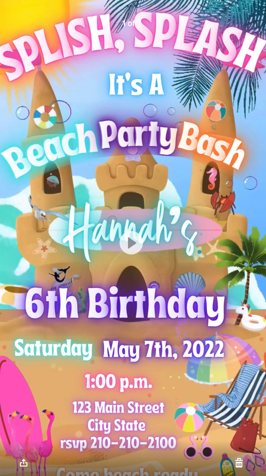 Beach Party Invitation, Beach Video Invitation, Beach Theme Party