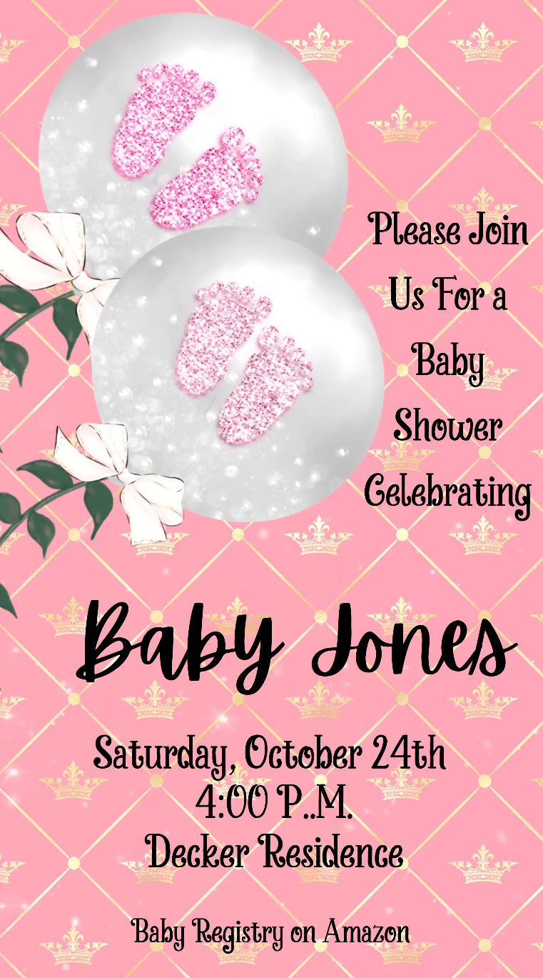 Girl Baby Shower Video Invitation, little princess baby shower invite