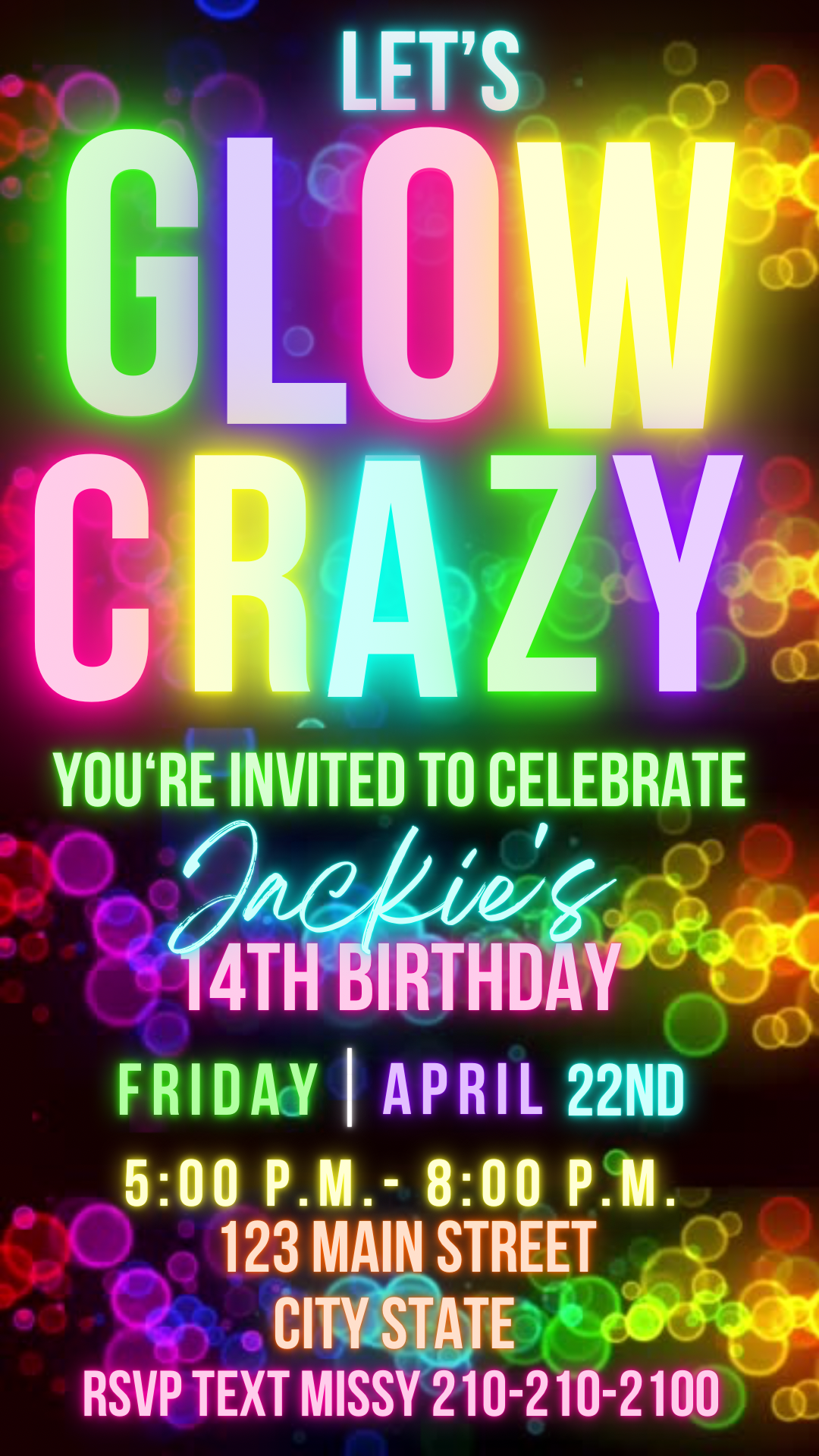 Glow Video Invitation, Glow Party Invitation