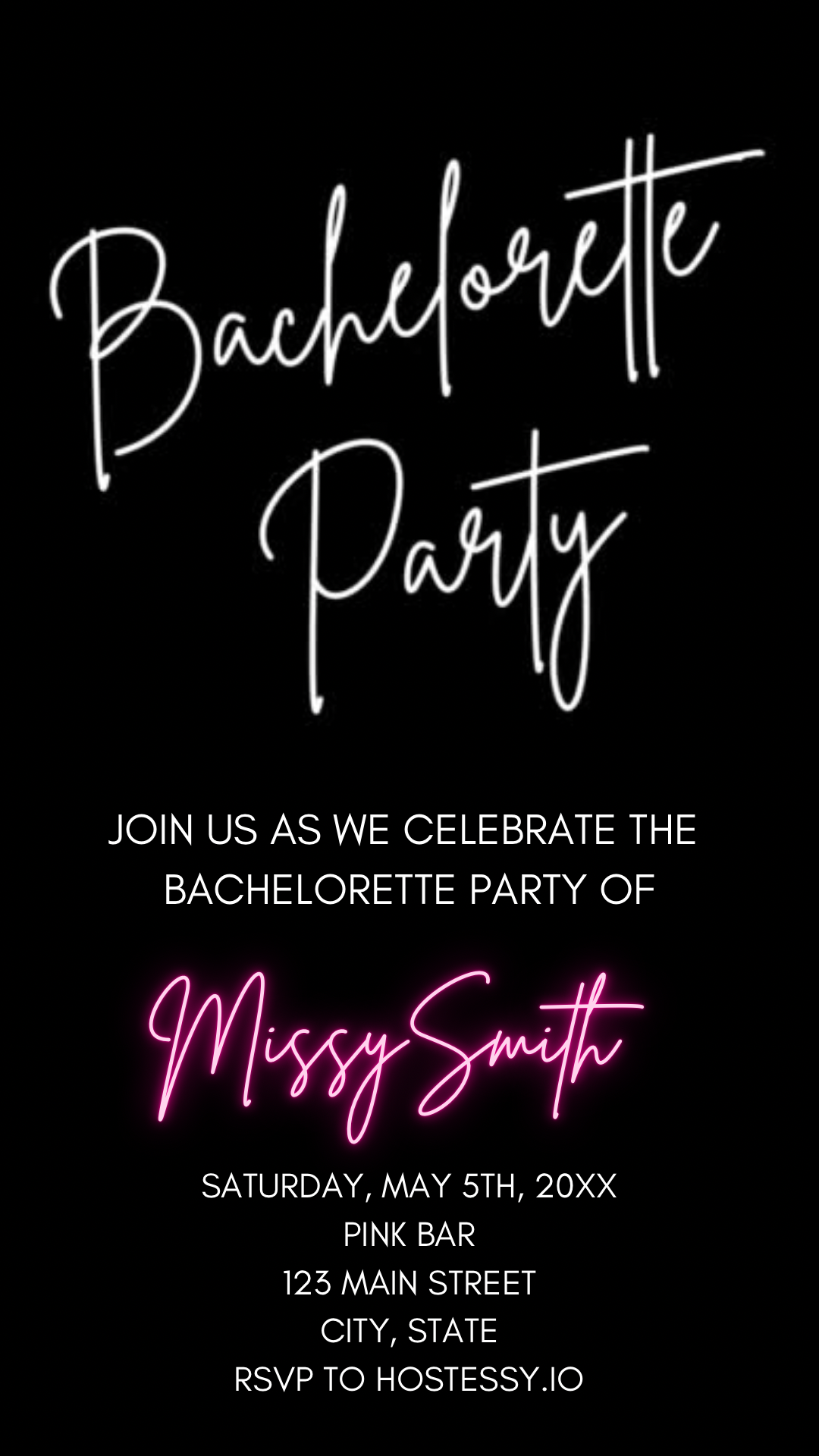 Neon Pink Bachelorette Video Invitation, Bachelorette Party Invite