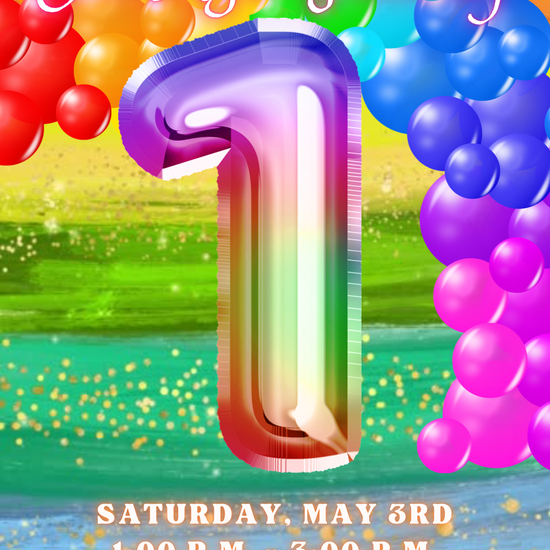 1st Birthday Rainbow Balloon Invitation, Rainbow Birthday Video Invitation