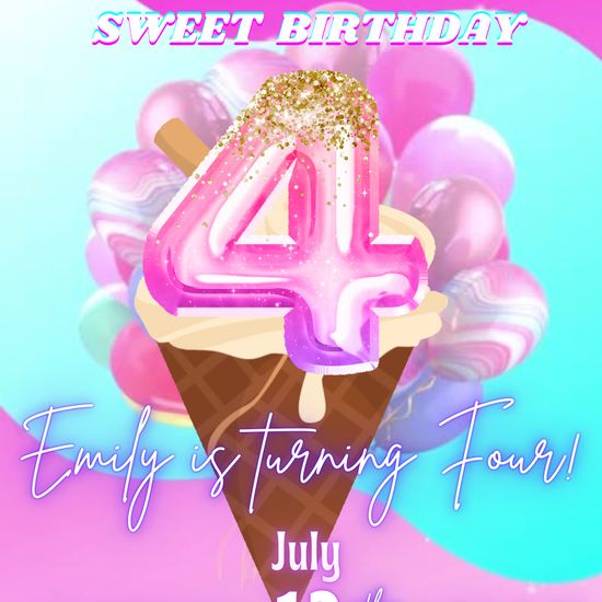 Ice Cream Invitation, 4th Birthday Ice Cream Video Invitation, Here’s the Scoop Invite