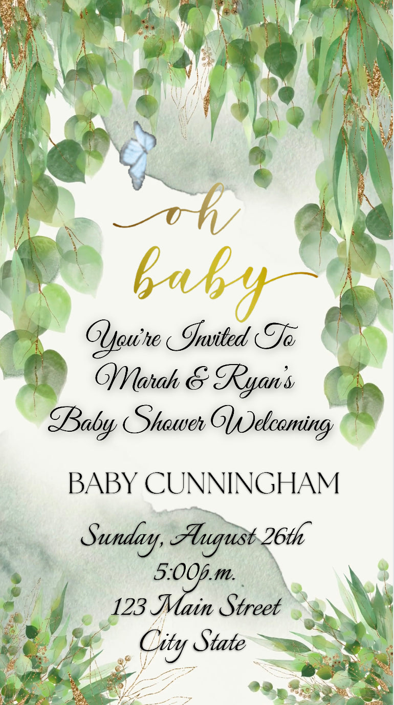 Ivy and Gold Baby Shower Video Invitation