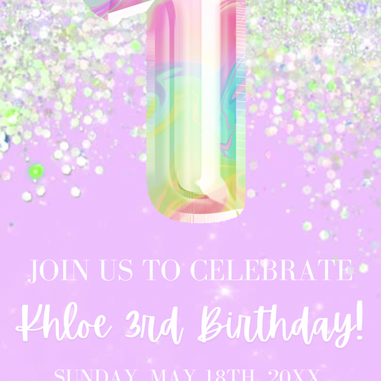 1st Birthday Lilac Video Invitation, Light Purple Birthday Invite