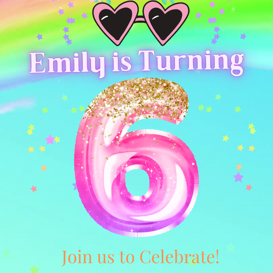 6th Birthday Unicorn Invitation, Glitter Video Invitation