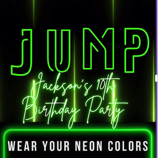 Jump Video Invitation, Glow Jump Birthday Invitation, Trampoline Party