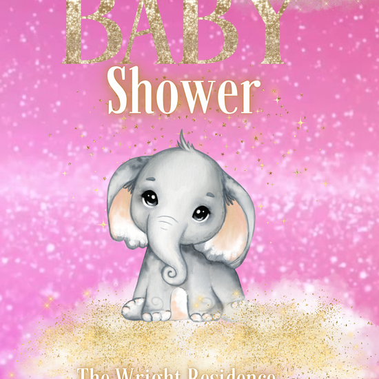 Elephant Baby Shower Video Invitation, Girl baby shower