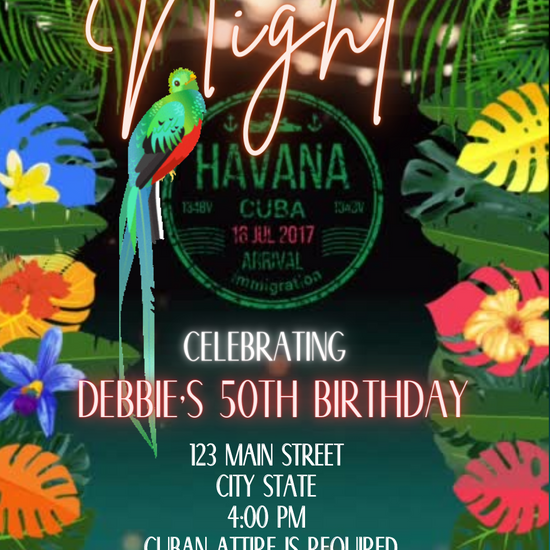 Havana invite, Havana Nights Invitation, Video Invitation