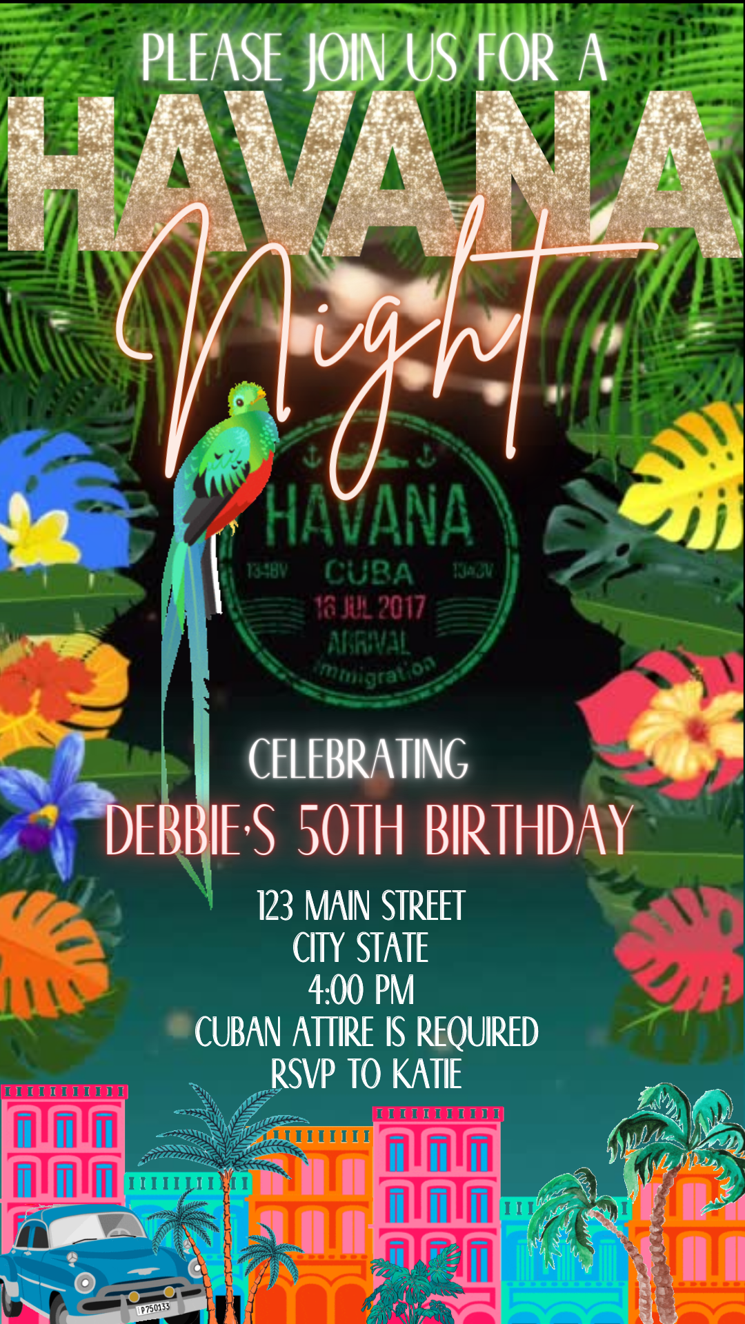 Havana invite, Havana Nights Invitation, Video Invitation