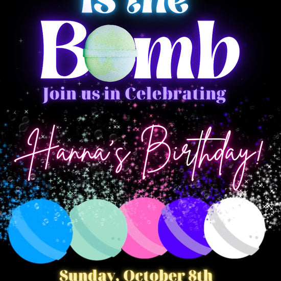Bath Bomb Party Video invitation, Bath Soap Girls birthday invitation