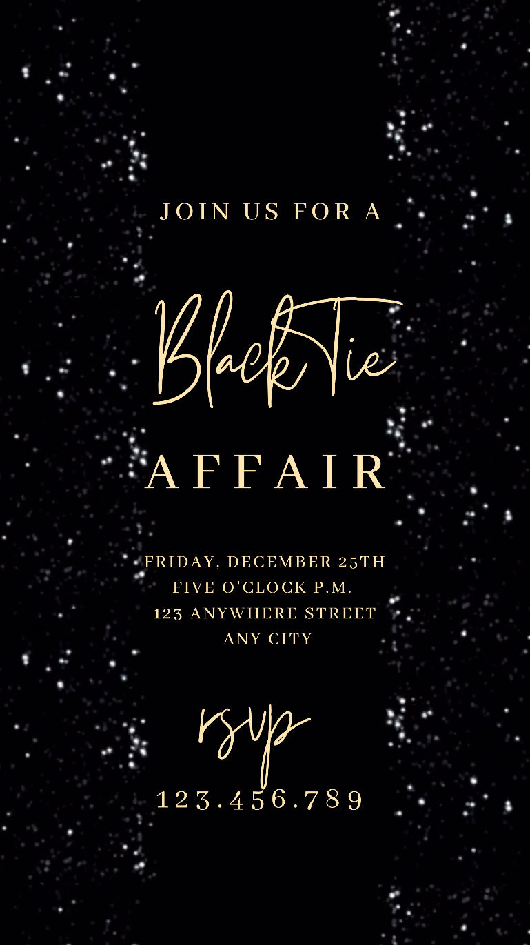 Elegant Black Glitter Video Invitation