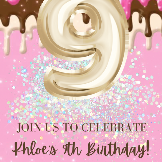 9th Birthday Ice Cream Invitation,