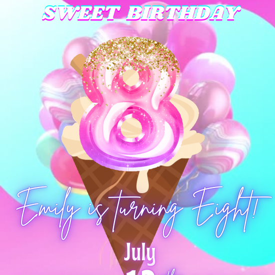 Ice Cream Invitation, 8th Birthday Ice Cream Video Invitation, Here’s the Scoop Invite