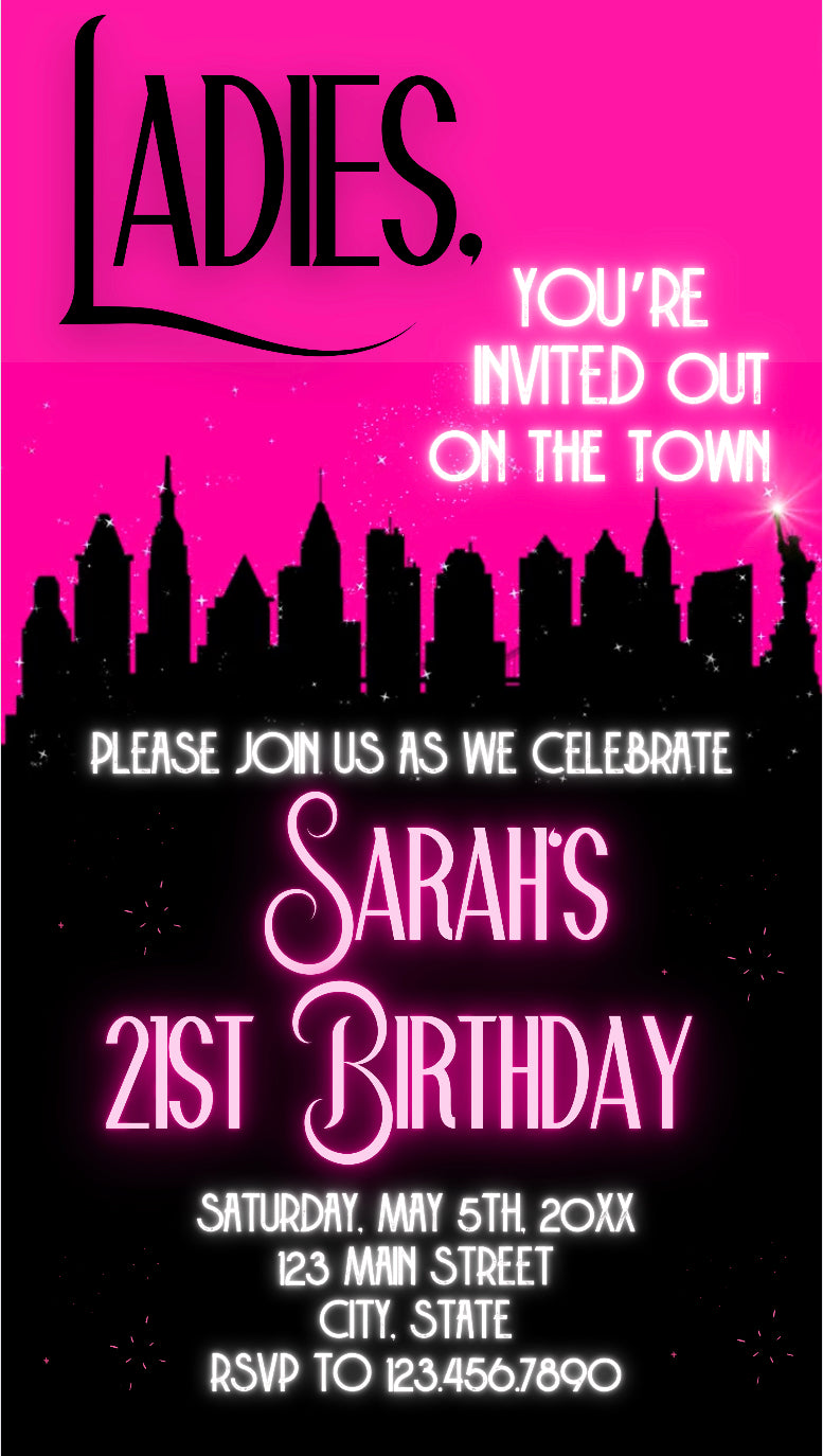 Sex and the City Video Invitation, pink birthday party invitation 