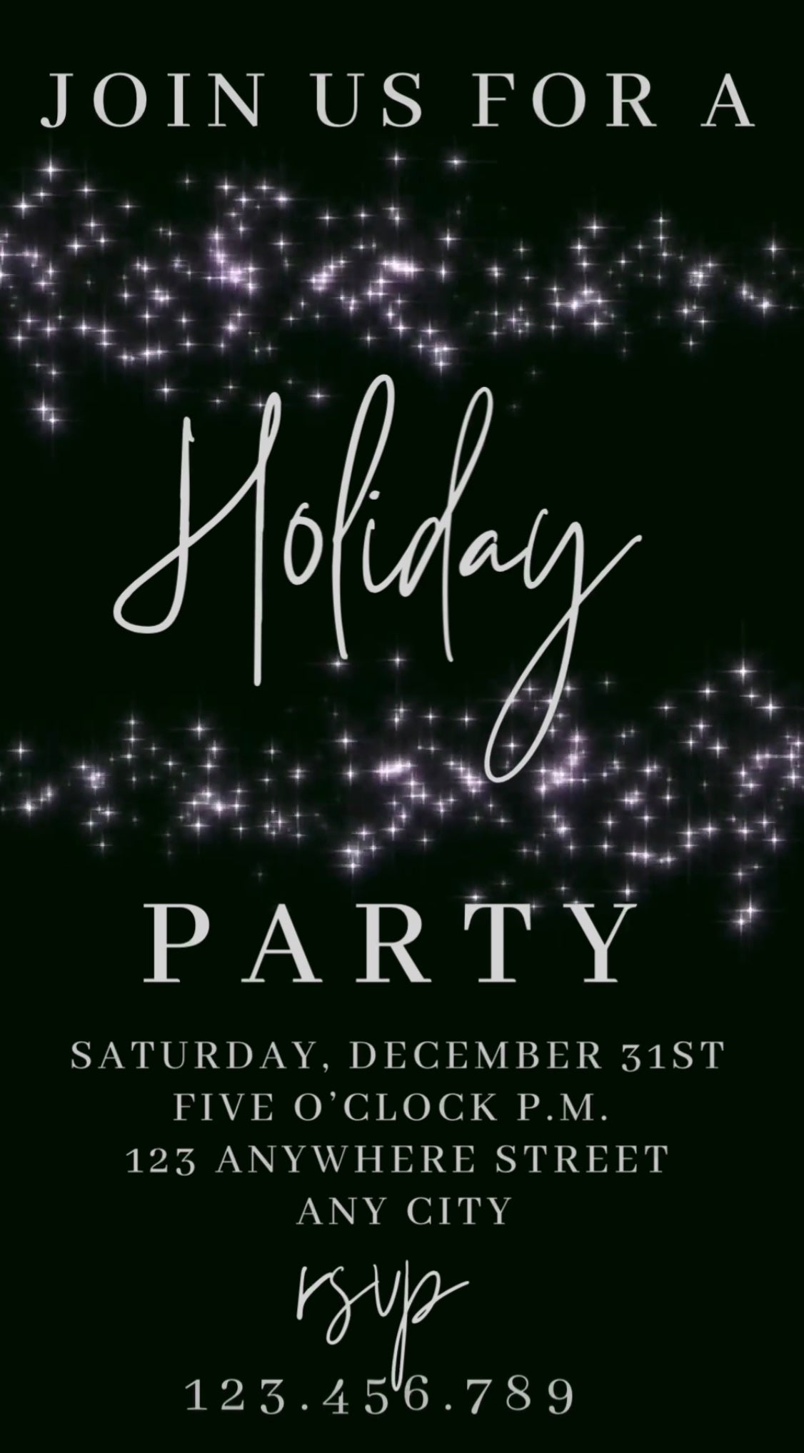 Christmas Party Video Invitation, Holiday Party Sparkle Invitation