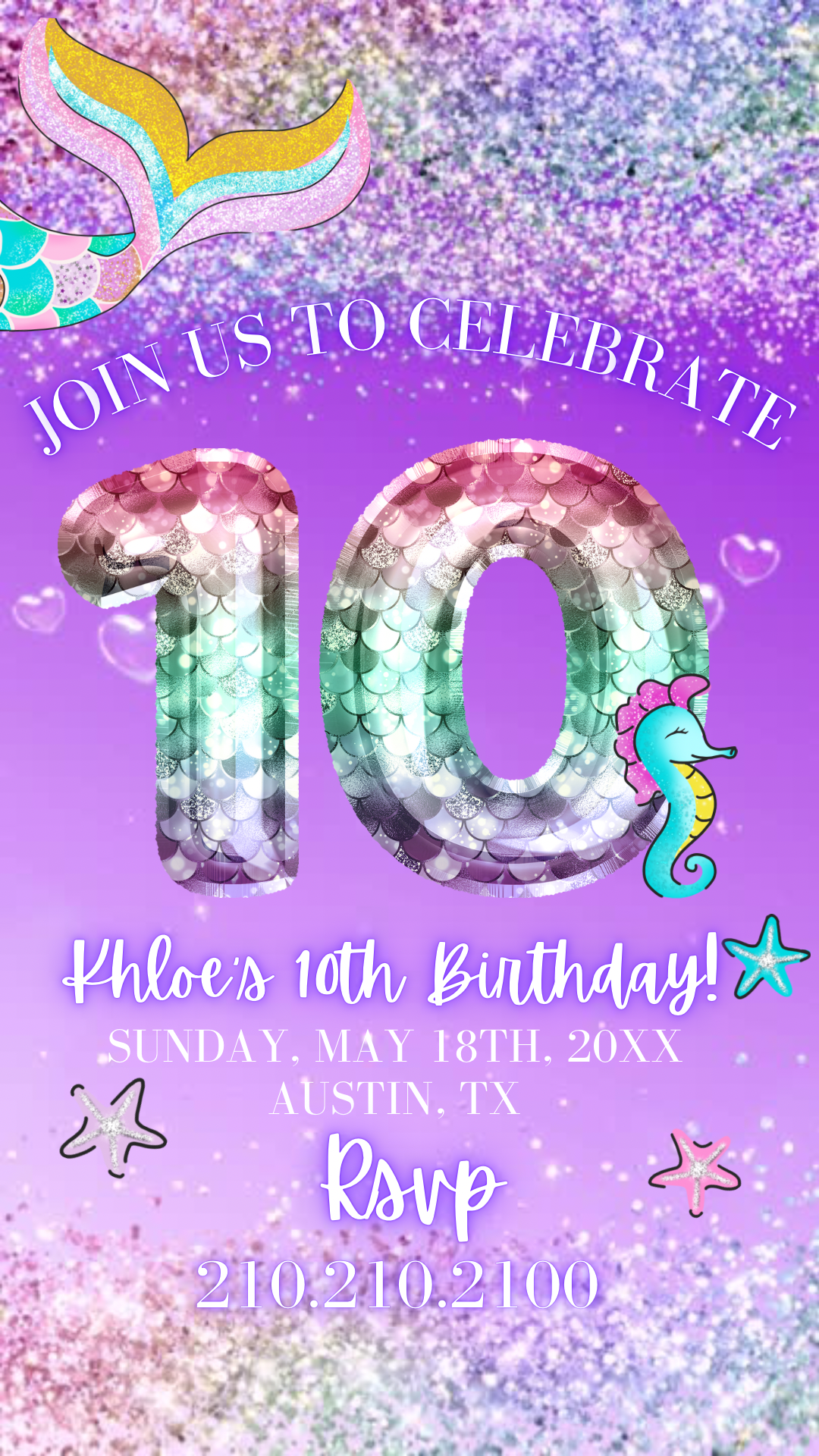 10th Birthday Mermaid Video Invitation