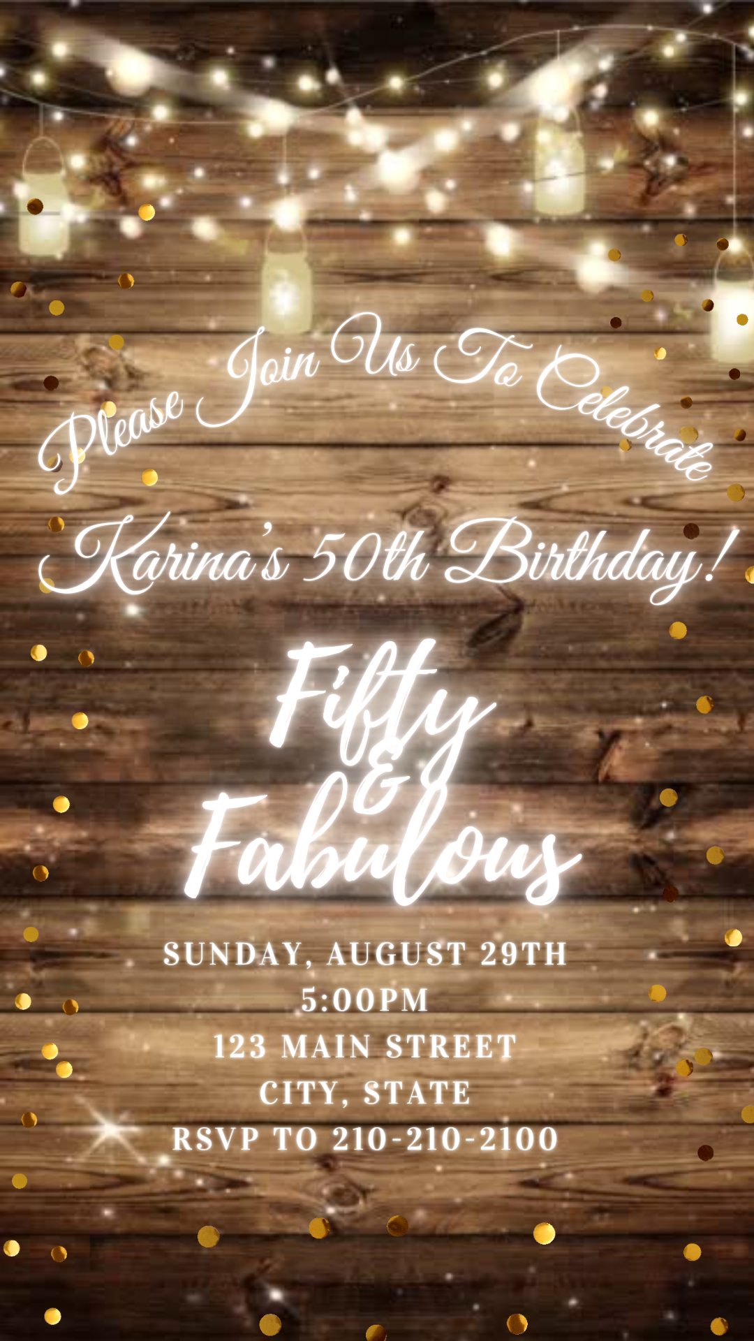 Rustic String Lights Party Video Invitation
