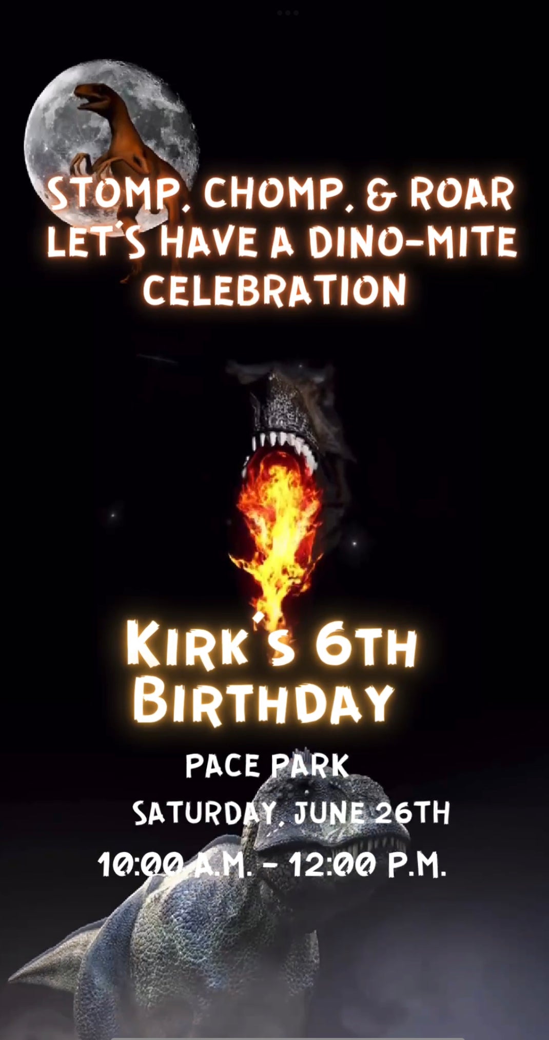 Dinosaur Video invitation, T Rex birthday invitation