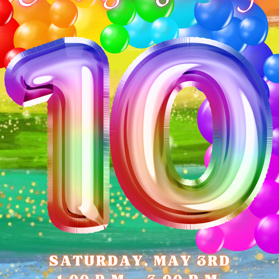 10th Birthday Rainbow Balloon Invitation, Rainbow Birthday Video Invitation
