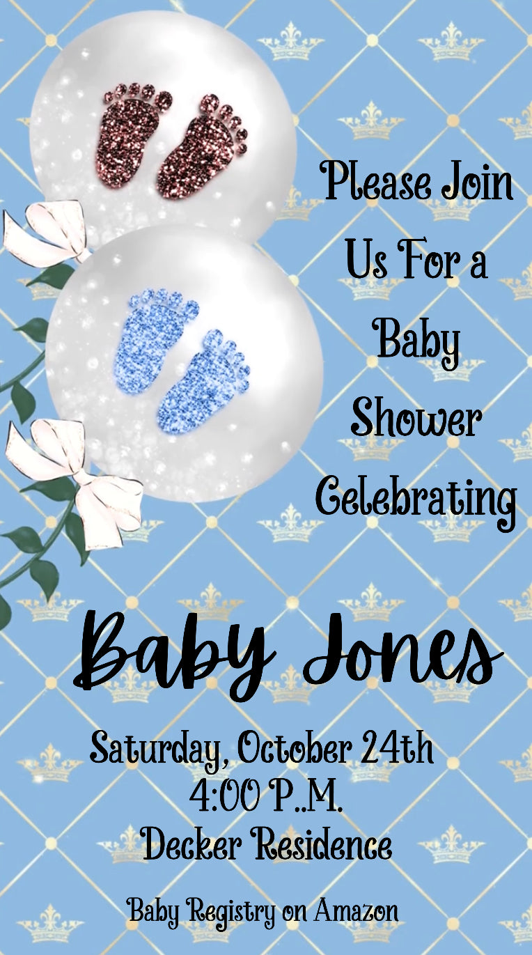 Boy Baby Shower Video Invitation, little prince baby shower invite