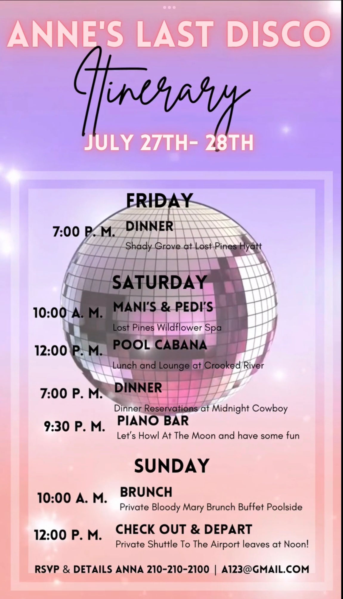 Disco Cowgirl Video Itinerary